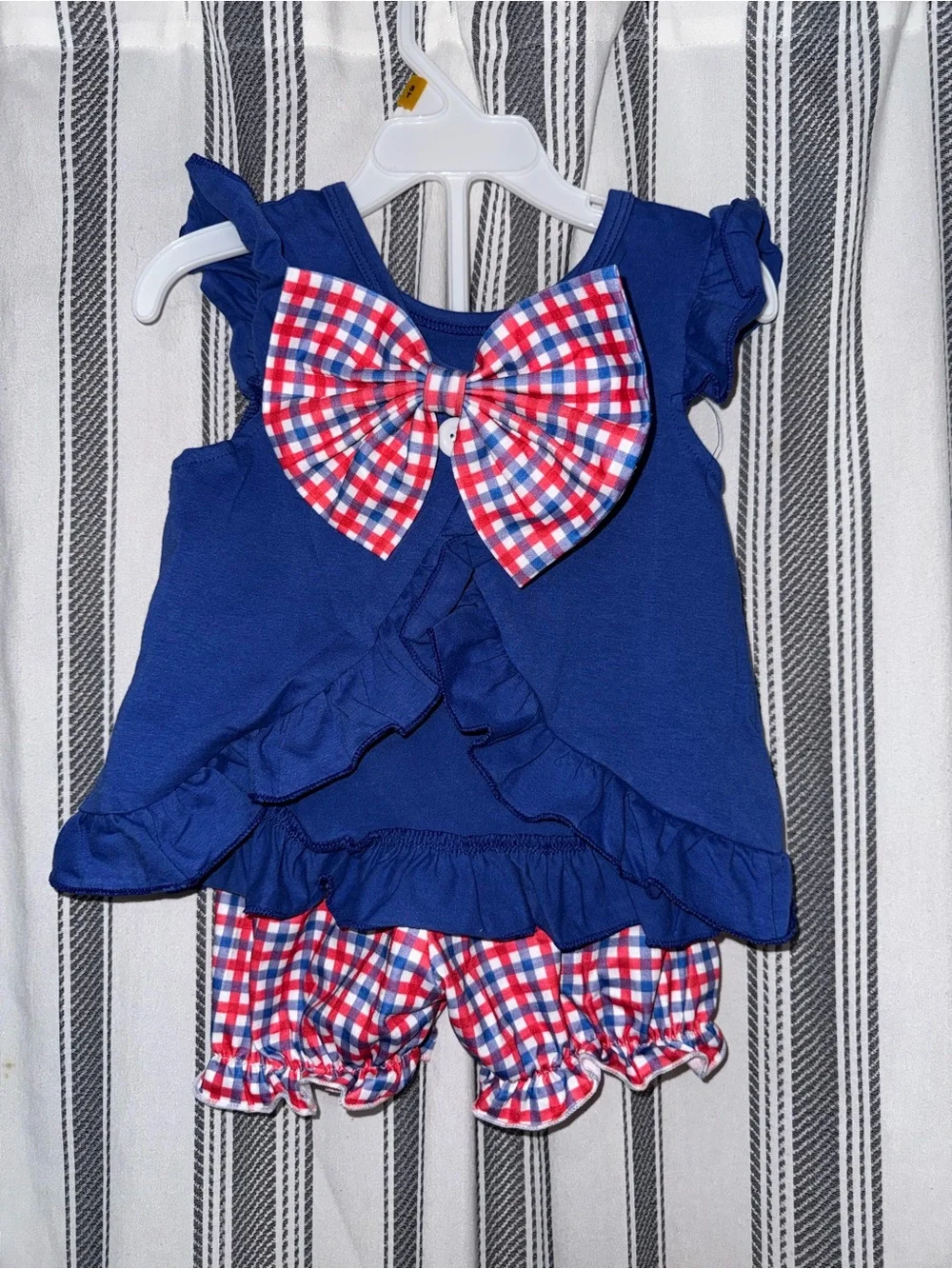 Girls Blue Ruffle Tank Top - JESUS Make America Godly Again